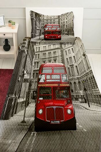 3D ELSE HALI Bus Patterned Red Bedspread - Single, Padded Pique Set