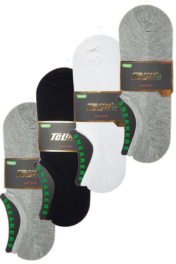 TOLIN Men's 12-Piece Mixed Color Bamboo Sneakers Socks Set Anti-Slip Non-Slip 10601