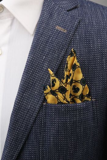 La Pescara Men's Yellow Motif Printed Silk Handkerchief SPS318 KRVT8690002221694