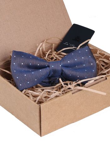 La Pescara Yellow - Navy Blue Dot Pattern Bow Tie P649