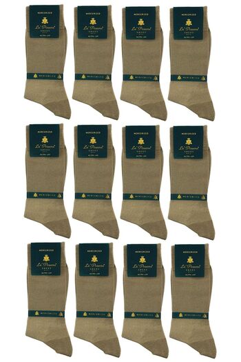 La Pescara La'pescara Ultra Luxury 12-Piece Beige Mercerized Men's Classic Socks Set Crp20
