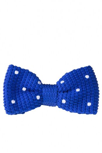 La Pescara Blue and White Knitted Bow Tie ÖR05
