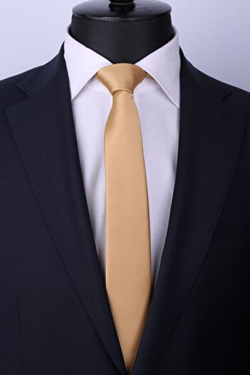 La Pescara Gold Satin Slim Tie SK5314