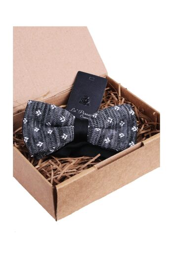 La Pescara Gray Motif Pattern Knitted Bow Tie KIR113