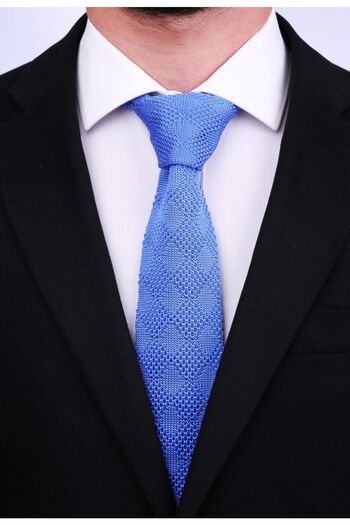 La Pescara Plain Blue Knit Tie 8103