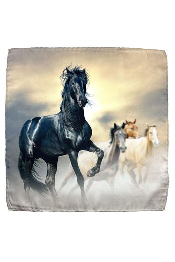 Kravatkolik Beige Horse Motif Men's Pocket Handkerchief SPS624-104