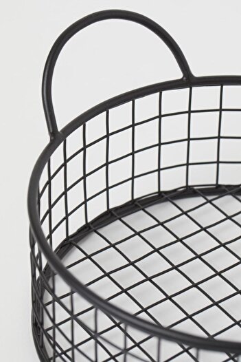GO DEKOR Cute Round Metal Bread Basket - Multi-Purpose, Black