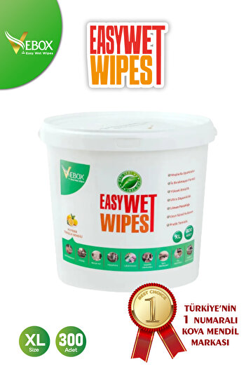 VEBOX Easy Wet Wipes Bucket Wet Wipes Lemon Freshness Eco 300 Pieces