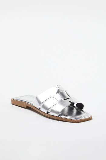 TRENDYOL SHOES Silver Single Band Casual Women's Slippers Takss24Te00010