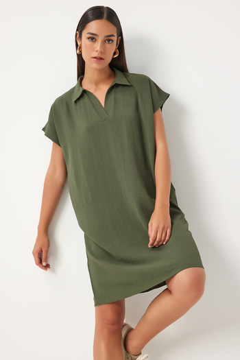 Happiness İstanbul Khaki Polo límeček Ayrobin letní šaty - TO00138