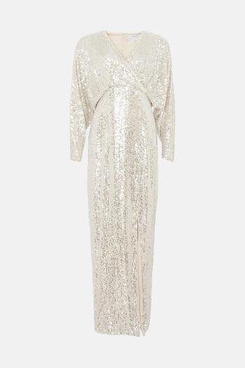 Coast BCC04065 Model - Maxi Length Cross Front Dress with Sequin Detail