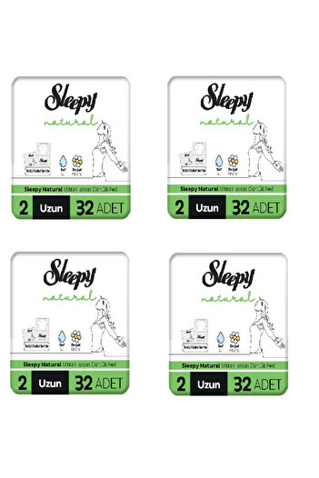 Sleepy فوط يومية طبيعية فائقة الحساسية - عبوة من قطعتين، 128 قطعة