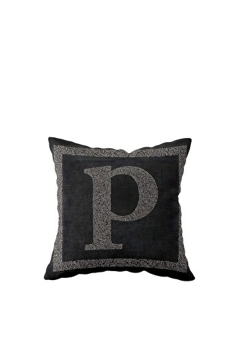 on the clouds Letter P Anthracite Floor Gray Framed Decorative Pillow Case with One Side Printed Hidden Zipper