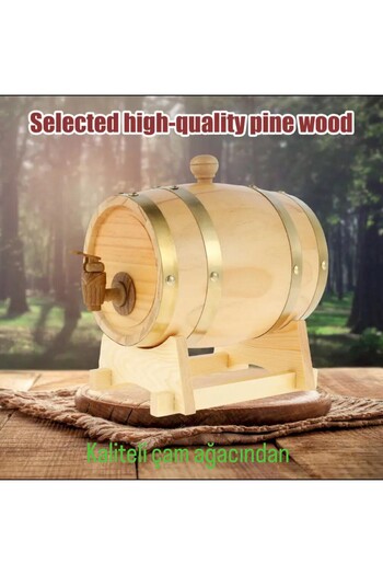 Becenhouse 1.5 Liter Beverage Barrel with Tap and Wooden Legs