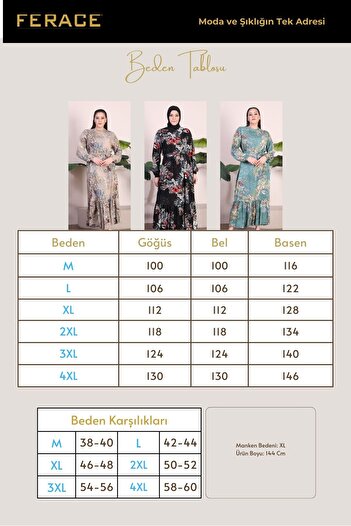 Ferace Γυναικείο φόρεμα από βισκόζη με ψηλό γιακά Hijab Plus Size
