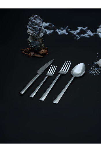 Gökdil Asian Silver 48 Piece 12 Seater Simple & Boxed Dinner and Dessert Fork & Spoon & Knife Set