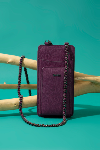 Grande 2783 Genuine Leather Wallet Featured Zippered Women's Phone Bag Flother Purple