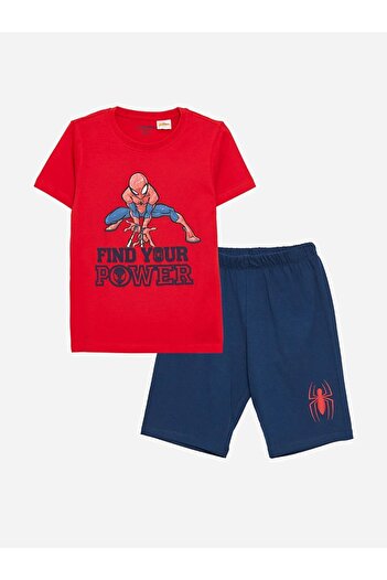 LC Waikiki LCW Kids Boy's Spiderman Printed Pajamas Set with Shorts - Crew Neck, Short Sleeve
