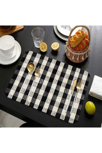Else Dekor Jute Patterned Washable Non-Slip Rectangular American Service Plate Under Plate