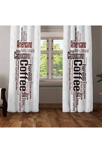 3D ELSE HALI Else White Coffee Textes Kitchen 3d Decorative Modern Background Curtain