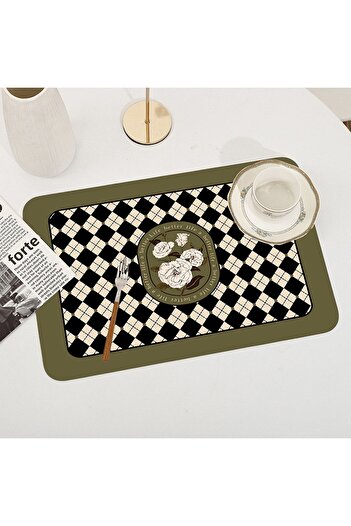Else Dekor Pattern Washable Non-Slip Rectangular American Service Plate Under Plate