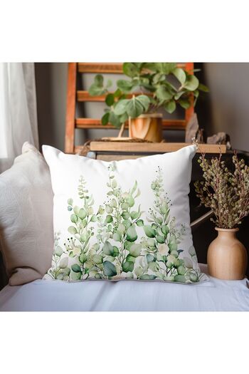 Else Dekor 43x43cm Husă de pernă cu model de eucalipt verde, imprimată digitală - decorativă cu două fețe