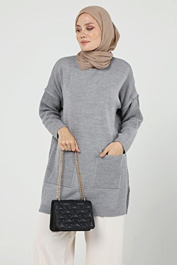 ilmek Women's Double Pocket Hijab Long Hijab Knitwear Tunik 4305