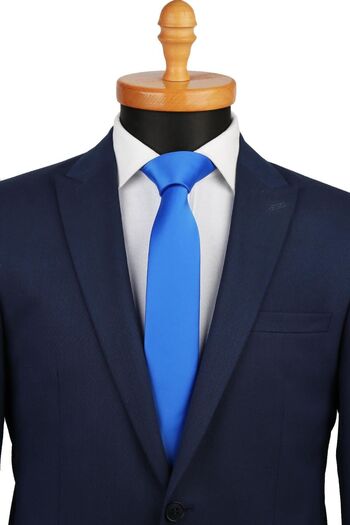 La Pescara Blue Satin Slim Tie SK5307