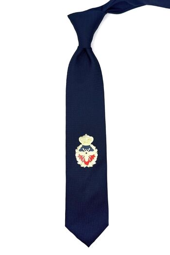 La Pescara Navy Blue Plain Royal Crest Printed Tie Kk11701
