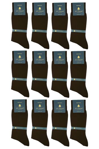 La Pescara La'pescara Ultra Luxury 12-Piece Bitter Brown Mercerized Men's Classic Socks Set