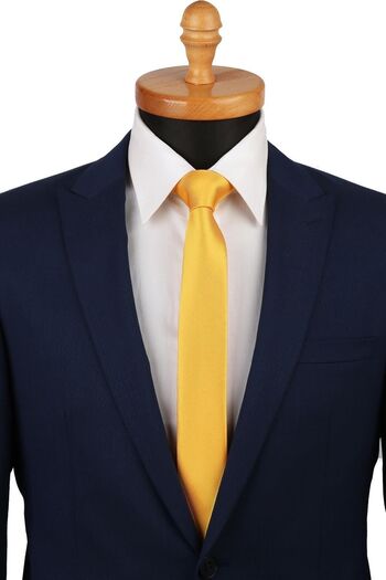 La Pescara Men's Yellow Self Pattern Very Thin Necktie UST26 KRVT8690002222058