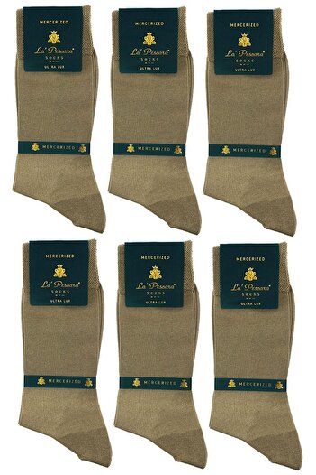La Pescara La'pescara Ultra Luxury 6-Piece Beige Mercerized Men's Classic Socks Set Crp191