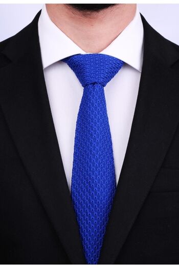 La Pescara Plain Blue Knit Tie 8106