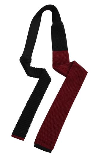 La Pescara Men's Claret Red - Black Plain Knitted Tie Knitted 8279 KRVT8690002221431