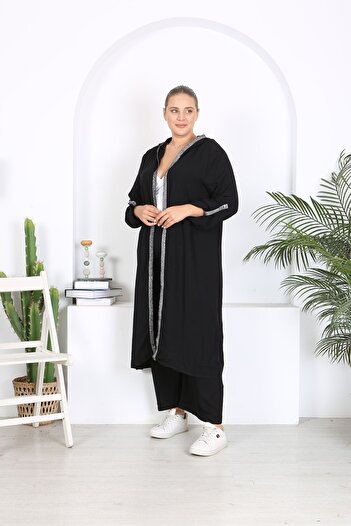 XL Modam Plus Size Women's Viscose Trousers and Cardigan Set