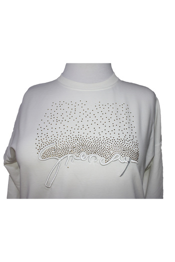 İLKON Long Sleeve Crew Neck Women's Sweatshirt Tunic - Printed