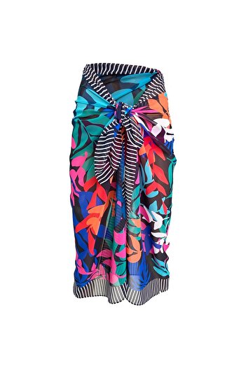 Bolder Emily Striped Flower Silk Chiffon Pareo
