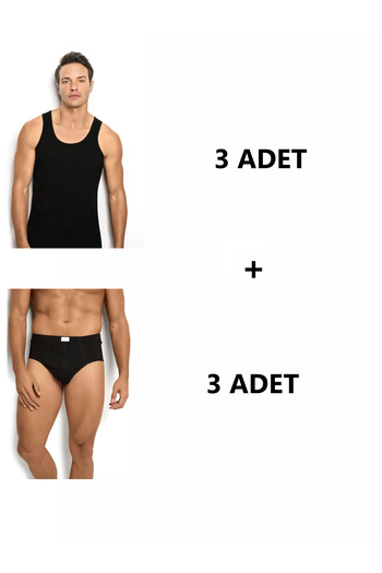 Pi Giyim Men's 6-Piece Classic Cotton Tank Top and Panties Set
