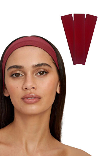 Salvia Dione Flexible Women's and Men's Sports Hair Band Set of 3 - Yoga Makeup, Face Wash Claret Red