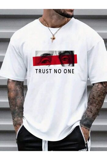 NoVibe Trust No One Printed Unisex 100% βαμβακερό κοντομάνικο μπλουζάκι