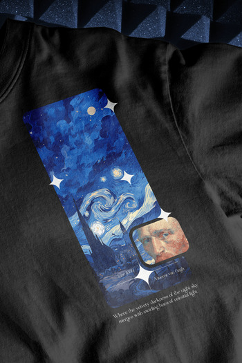 CC STORE Van Gogh Starry Night - Starry Night Patterned, Oversize T-Shirt