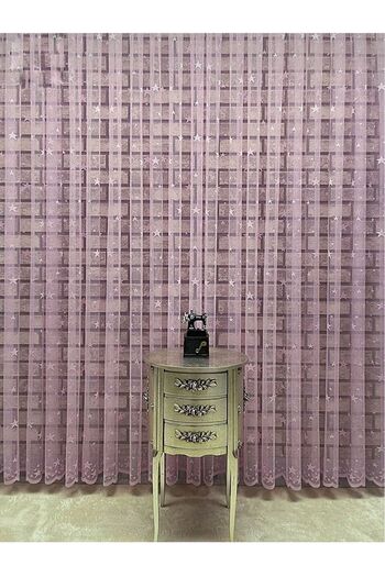 AleynaHome Children's Room - Star Pattern Tulle Curtain and Sparse Pleat