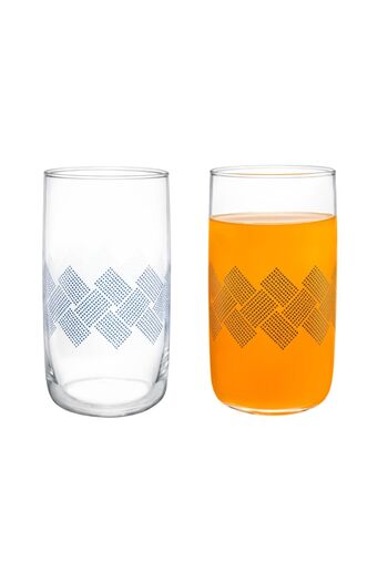 Madame Coco Blue Rugs Musette Set of 4 Soft Drink Glasses - 365 ml