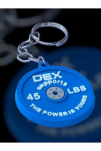 Dex Supports Lasting Energy Fitness Weight Plate Miniature Keychain, Gift Keychain, Silicone Model