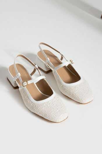 İnan Ayakkabı Women's White Color Detailed Heeled Shoes 3 Cm Heel
