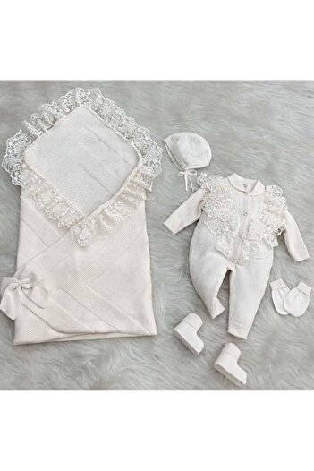 Nipperland 100% Natural Cotton Knitwear Lace 5-Piece Newborn Set