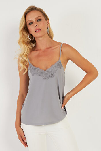 Cool & Sexy Gray Lace Women's Tank Top - AYD353