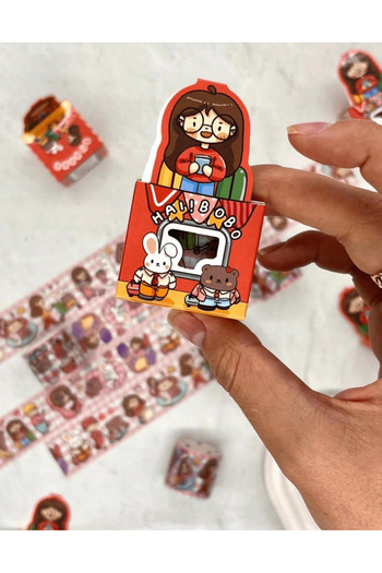 Kağıt Gemi Dükkan Hi! Bobo Red Box 2m Washi Tape/Washi Tape/Masking Tape/Patterned Tape/Bullet Journal/Scrapbook
