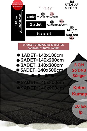 UYSALLAR SUNİ DERİ KETEN KUMAŞ SÜNGERLİ DİKİŞLİ KAPİTONE METRELİK