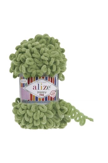 Alize Puffy Fine Hand Knitting Thread Turtle Green Single Piece